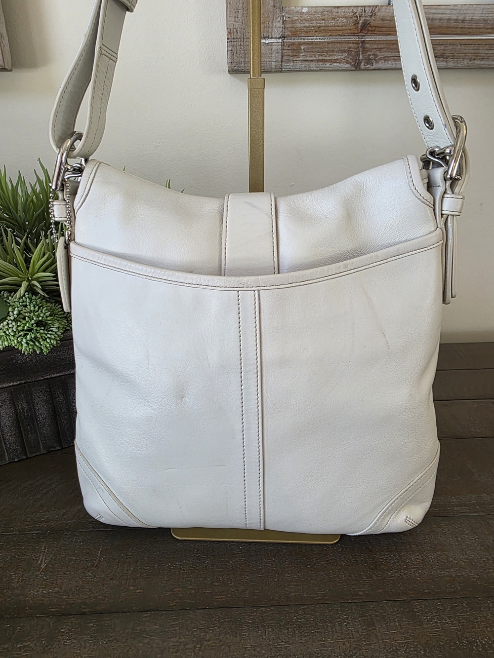 Coach Vintage Soho Large White Leather Convertible Crossbody Shoulder Bag Y2K - Picture 6 of 15